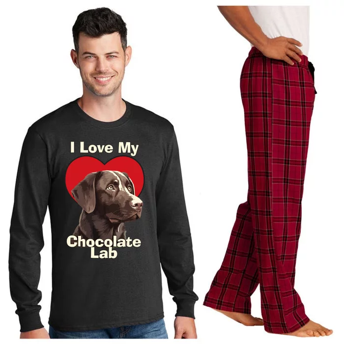 I Love My Chocolate Lab Chocolate Labrador Puppy Dog Long Sleeve Pajama Set