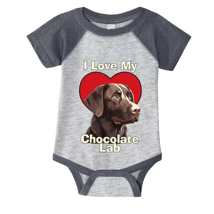 I Love My Chocolate Lab Chocolate Labrador Puppy Dog Infant Baby Jersey Bodysuit