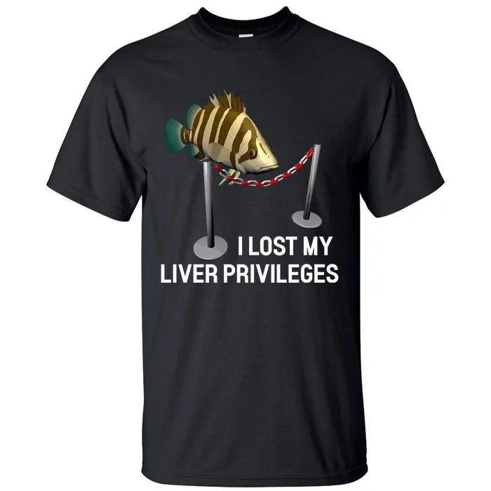 I Lost My Liver Privileges Cursed Fish Funny Fish Meme Tall T-Shirt