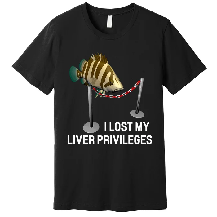 I Lost My Liver Privileges Cursed Fish Funny Fish Meme Premium T-Shirt