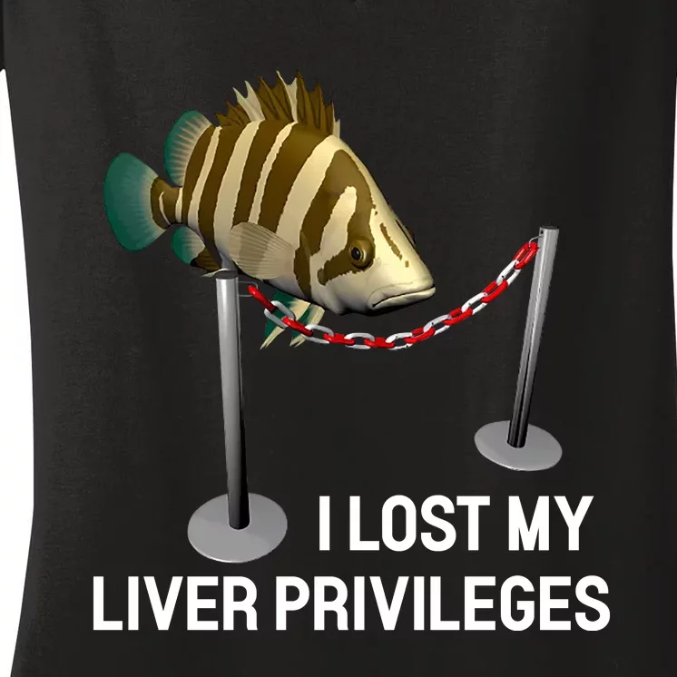 I Lost My Liver Privileges Cursed Fish Funny Fish Meme Women's V-Neck T-Shirt