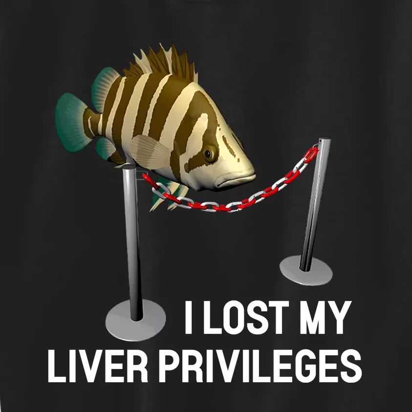 I Lost My Liver Privileges Cursed Fish Funny Fish Meme Kids Sweatshirt