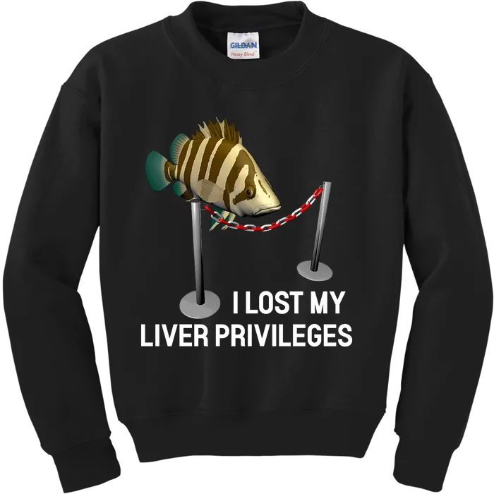 I Lost My Liver Privileges Cursed Fish Funny Fish Meme Kids Sweatshirt