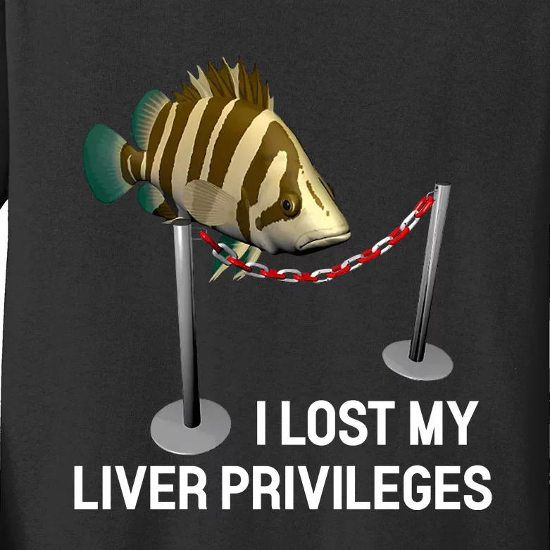 I Lost My Liver Privileges Cursed Fish Funny Fish Meme Kids Long Sleeve Shirt