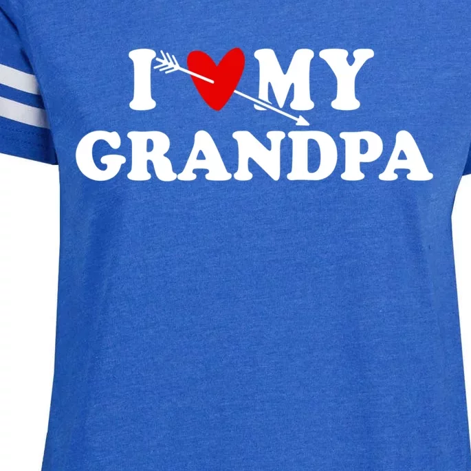 I Love My Grandpa With Heart Wear For Granddaughter Grandson Great Gift Enza Ladies Jersey Football T-Shirt