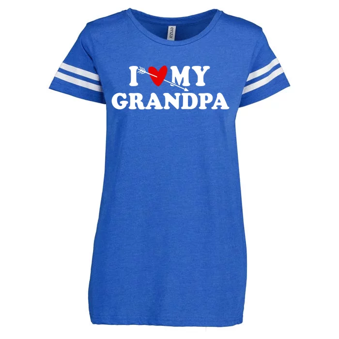 I Love My Grandpa With Heart Wear For Granddaughter Grandson Great Gift Enza Ladies Jersey Football T-Shirt