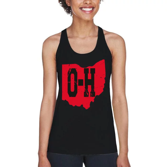 I Love My Ohio Home Script Ohio Buckeye State Women's Racerback Tank