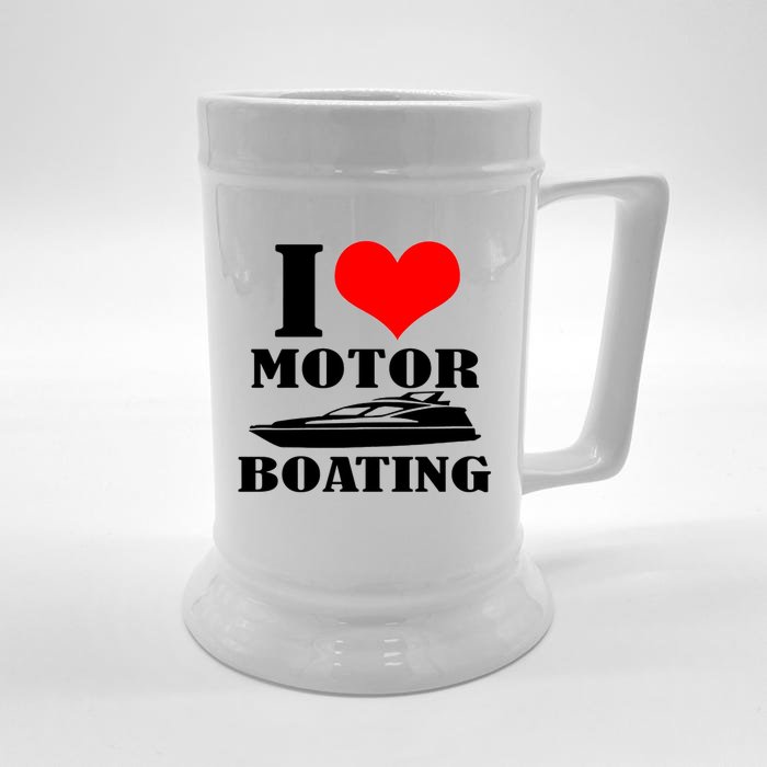 I Love Motor Boating Funny Boating Cool Front & Back Beer Stein