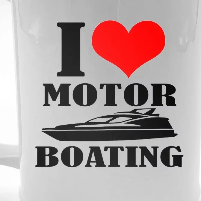 I Love Motor Boating Funny Boating Cool Front & Back Beer Stein