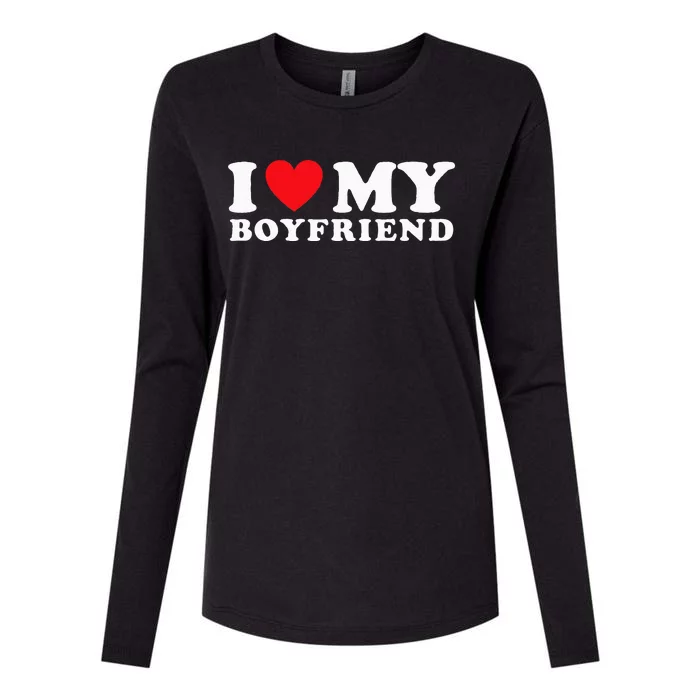 I Love My Boyfriend I Heart My Boyfriend BF Womens Cotton Relaxed Long Sleeve T-Shirt