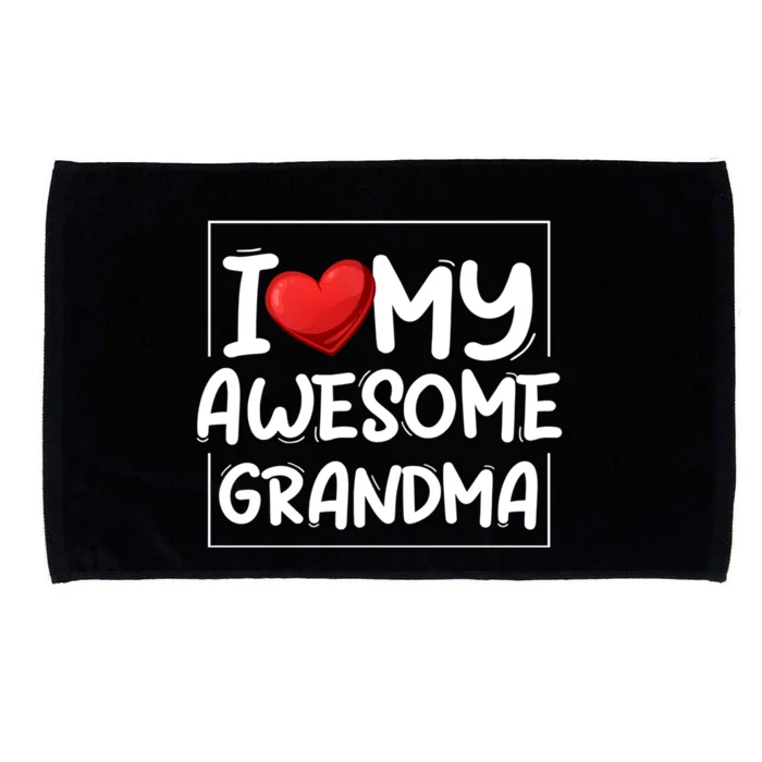 I Love My Awesome Grandma Valentines Day Matching Couple I Gift Microfiber Hand Towel