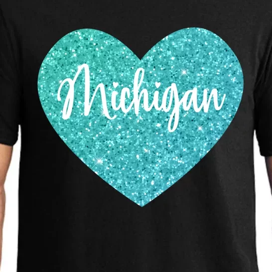 I Love Michigan Usa Heart Cool Gift Pajama Set