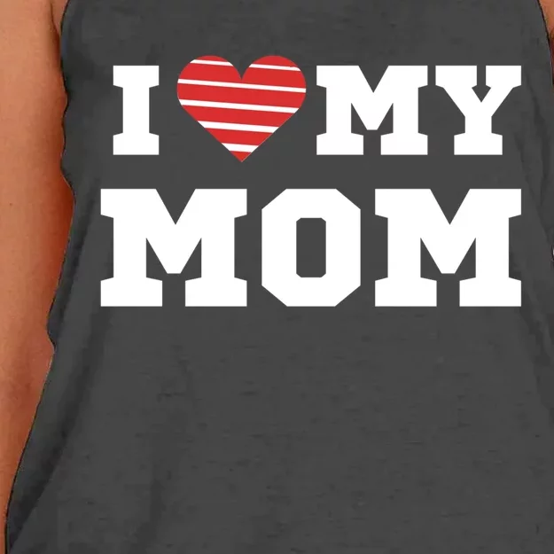 I Love My Mom Gift Women's Knotted Racerback Tank