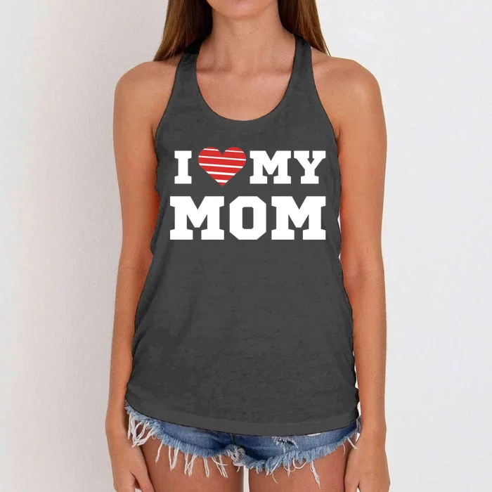 I Love My Mom Gift Women's Knotted Racerback Tank