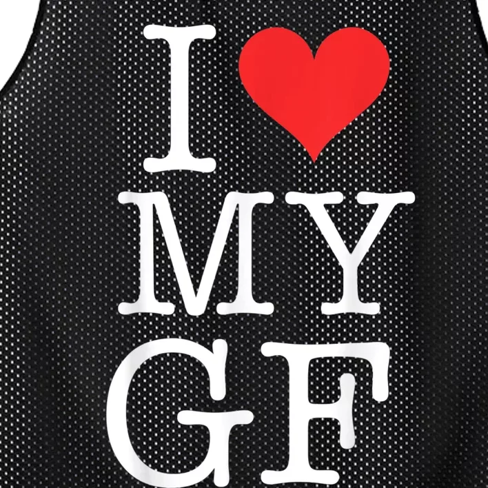 I Love My GF. Valentines Day Mesh Reversible Basketball Jersey Tank