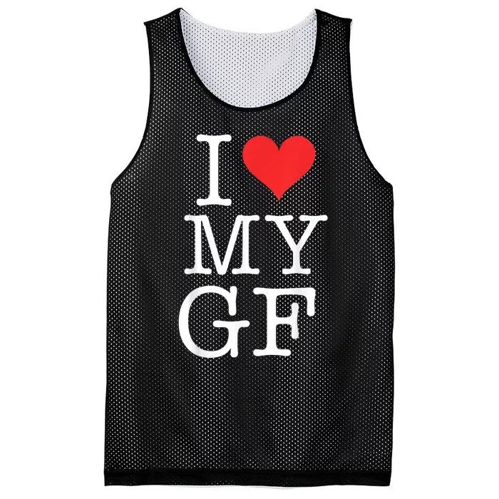 I Love My GF. Valentines Day Mesh Reversible Basketball Jersey Tank