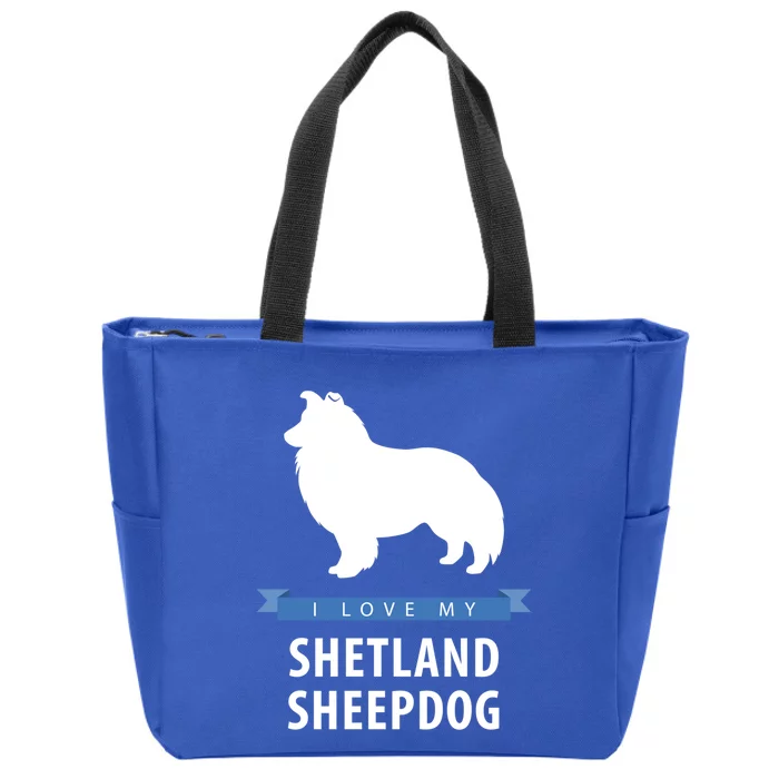 I Love My Shetland Sheepdog Gift Zip Tote Bag