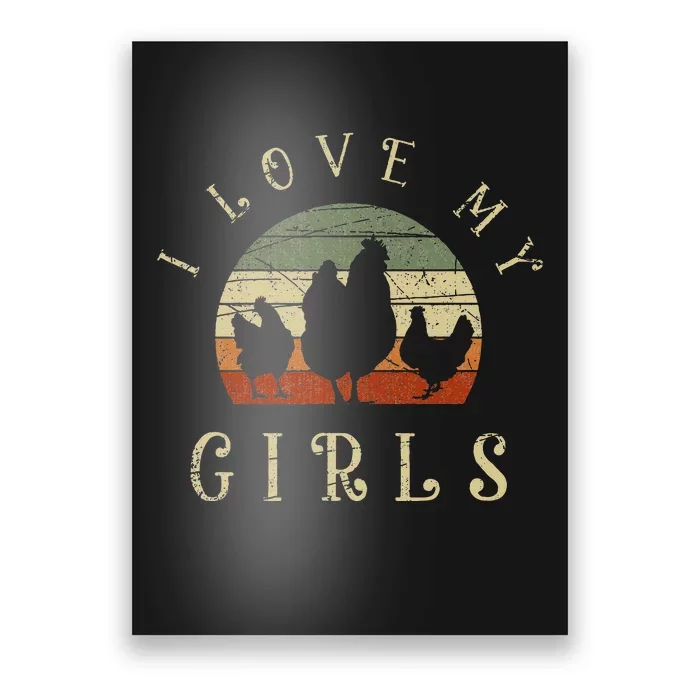 I Love My Funny Farm Bird Animal Farmer Retro Chicken Poster