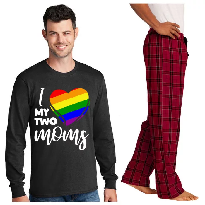 I Love My Two Moms Lesbian Lgbt Pride Funny Gift Long Sleeve Pajama Set