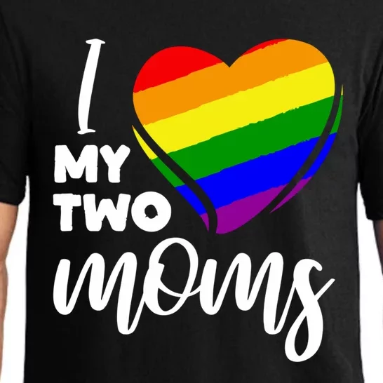 I Love My Two Moms Lesbian Lgbt Pride Funny Gift Pajama Set