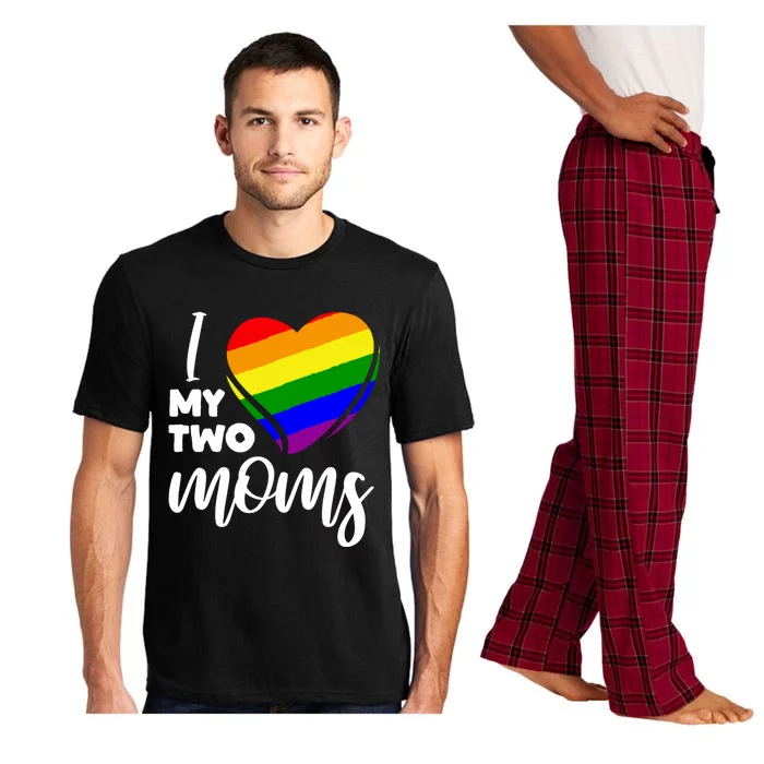 I Love My Two Moms Lesbian Lgbt Pride Funny Gift Pajama Set