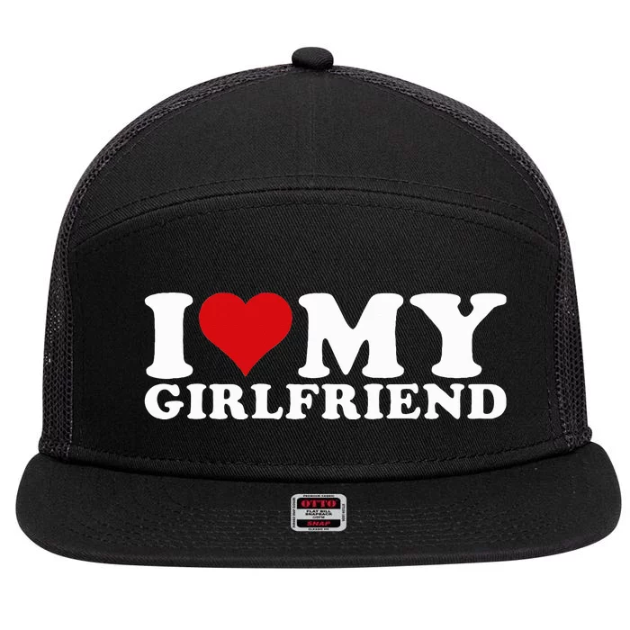 I Love My Girlfriend Gf I Heart My Girlfriend GF 7 Panel Mesh Trucker Snapback Hat