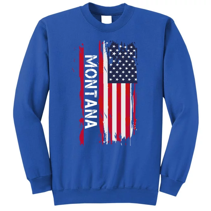 I Love Montana Usa Flag Montana Gift Black Small Tall Sweatshirt