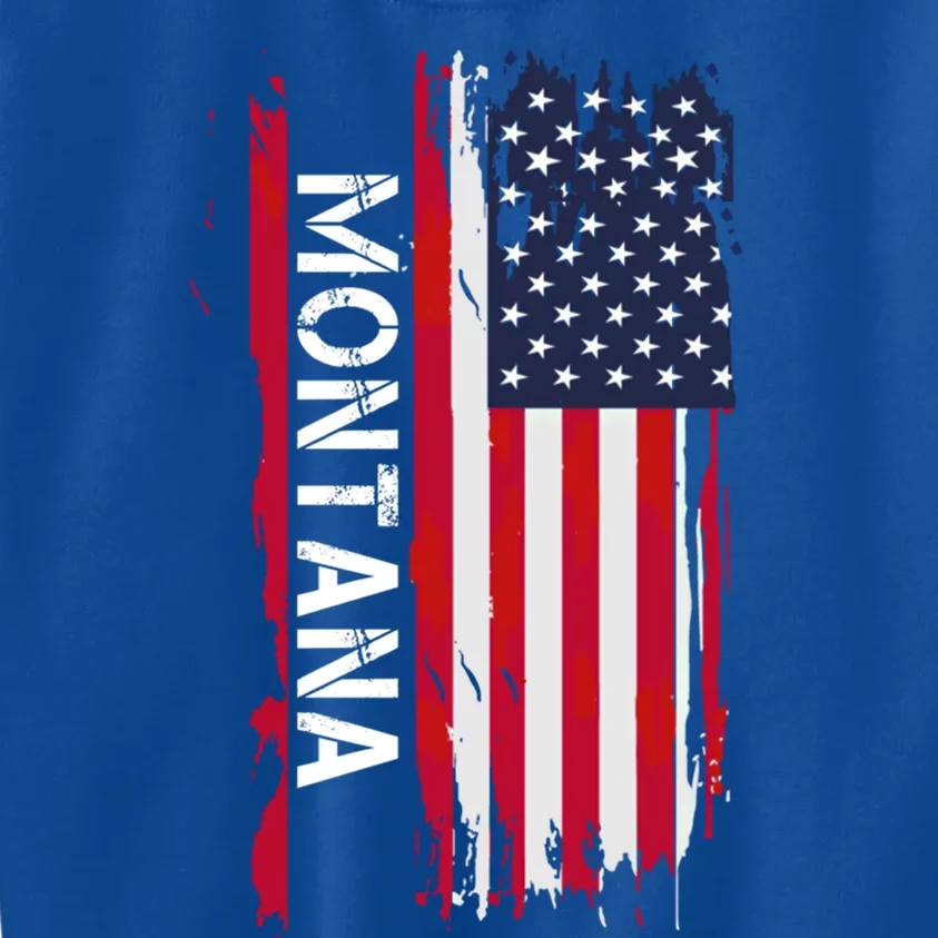 I Love Montana Usa Flag Montana Gift Black Small Kids Sweatshirt