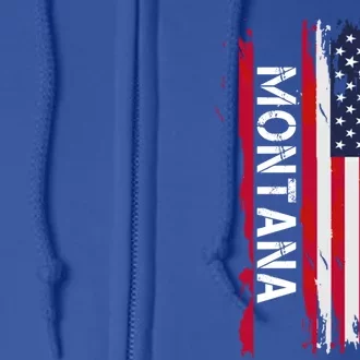 I Love Montana Usa Flag Montana Gift Black Small Full Zip Hoodie