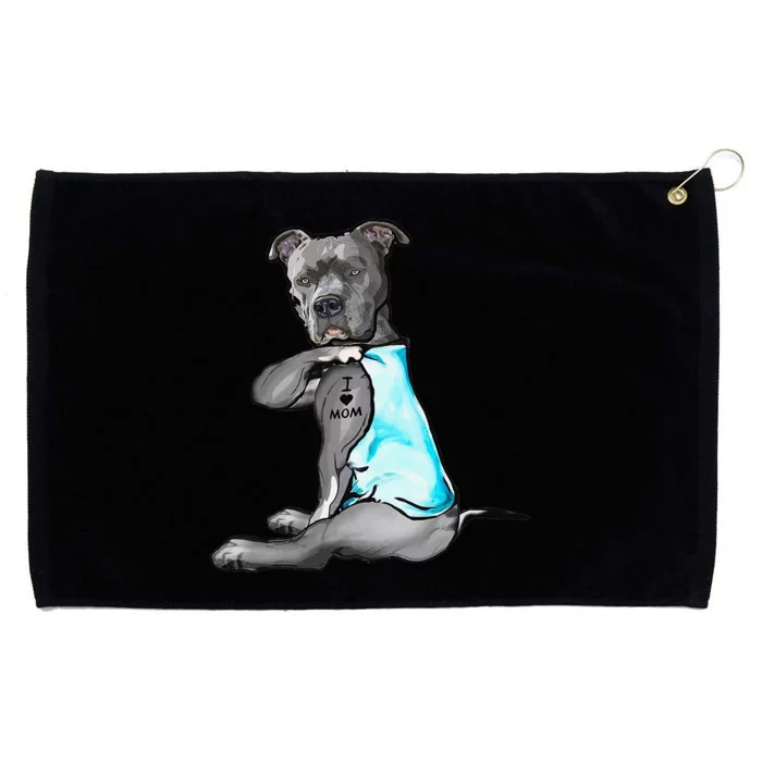 I Love Mom Tattoo Pitbull Dog Lover  Gift Pitbull Mom Grommeted Golf Towel