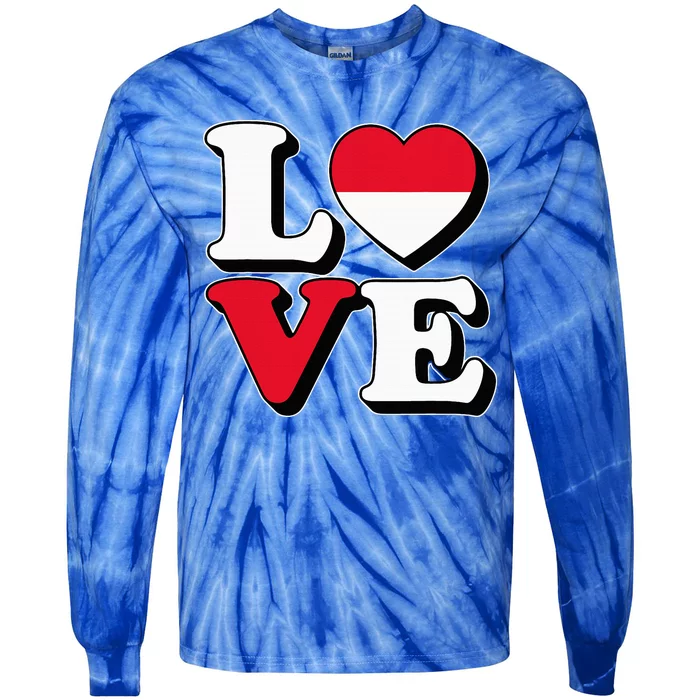 I Love Monaco Travel Souvenir Vacation Trip Traveling Tie-Dye Long Sleeve Shirt