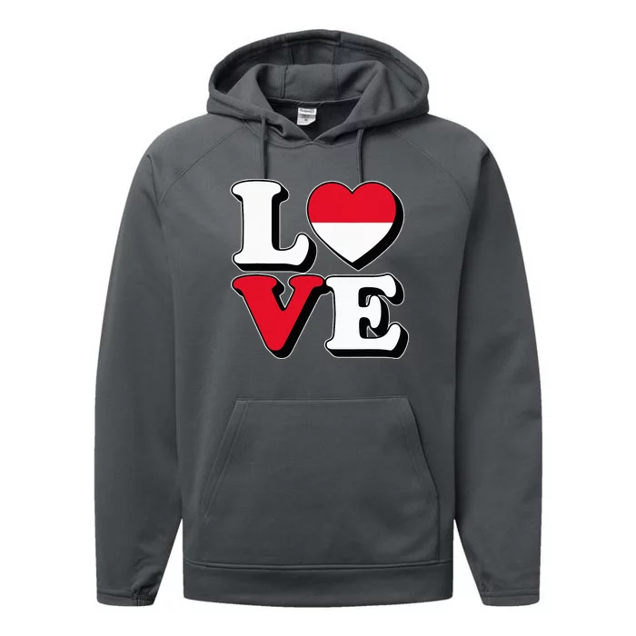 I Love Monaco Travel Souvenir Vacation Trip Traveling Performance Fleece Hoodie