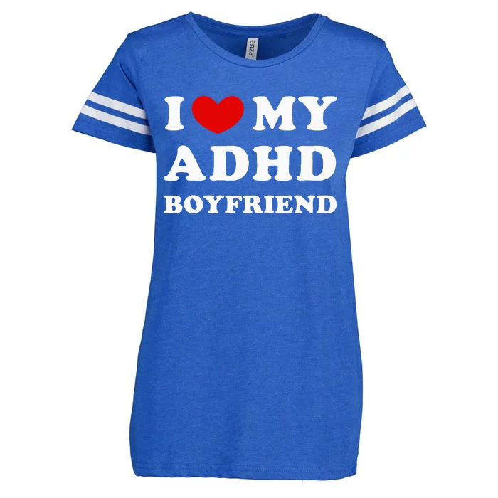 I Love My Adhd Boyfriend Enza Ladies Jersey Football T-Shirt