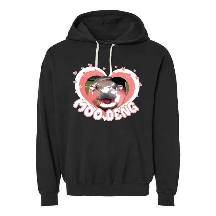 I Love Moo Deng Baby Hippo Moo Deng I Heart Moo Deng Garment-Dyed Fleece Hoodie