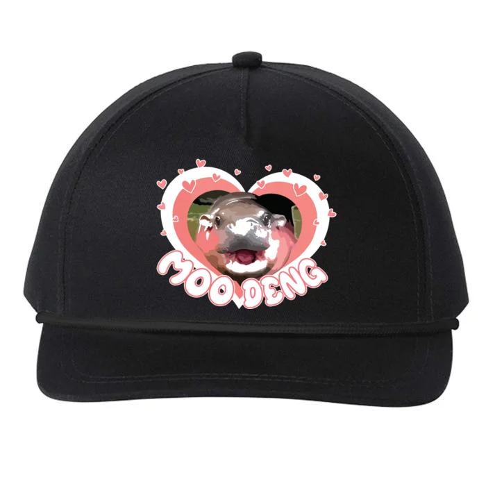 I Love Moo Deng Baby Hippo Moo Deng I Heart Moo Deng Snapback Five-Panel Rope Hat