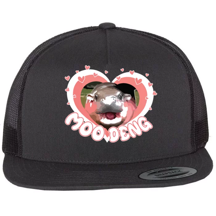 I Love Moo Deng Baby Hippo Moo Deng I Heart Moo Deng Flat Bill Trucker Hat