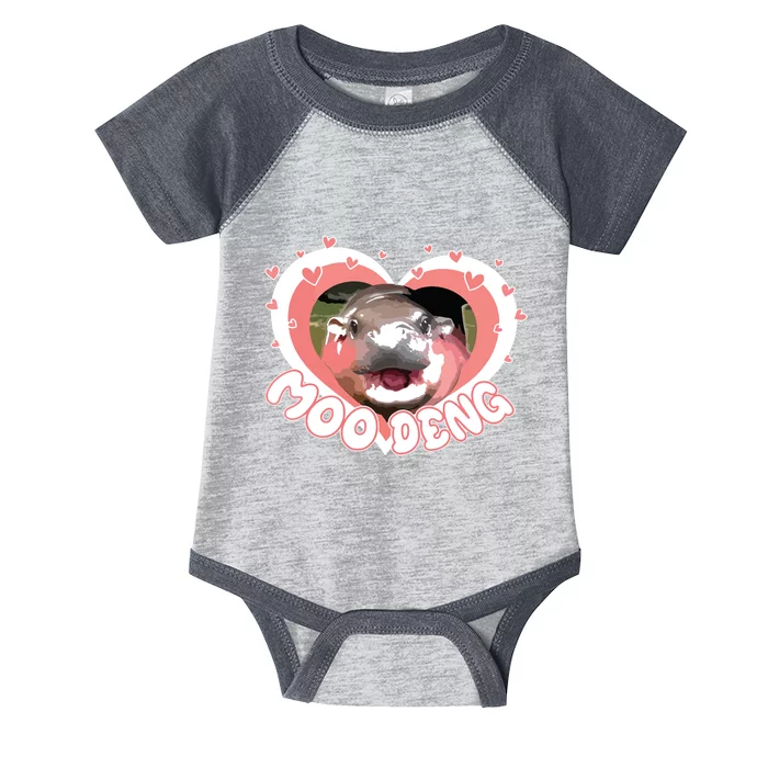 I Love Moo Deng Baby Hippo Moo Deng I Heart Moo Deng Infant Baby Jersey Bodysuit