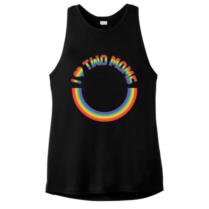 I Love My Two Moms Lesbian Mom Proud Mother Of A Lesbian Funny Gift Ladies Tri-Blend Wicking Tank