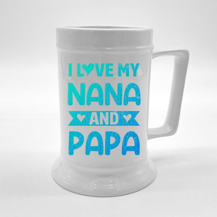 I Love My Nana And Papa Funny Grandparents Graphic Gift Front & Back Beer Stein