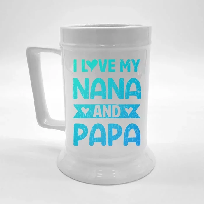 I Love My Nana And Papa Funny Grandparents Graphic Gift Front & Back Beer Stein