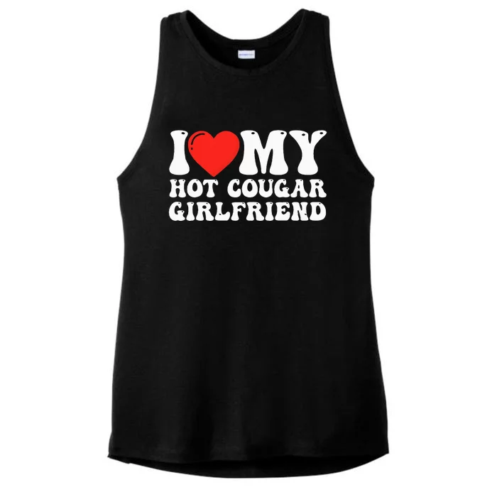 I Love My Hot Cougar Girlfriend I Heart My Hot Cougar Gf Ladies Tri-Blend Wicking Tank