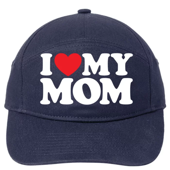 I Love My Mom Great Gift 7-Panel Snapback Hat