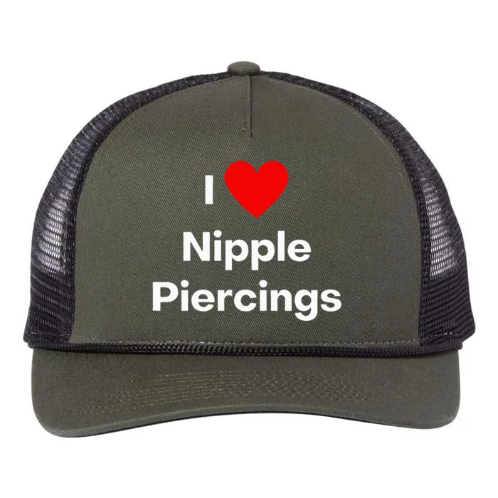 I Love Nipple Piercings Retro Rope Trucker Hat Cap