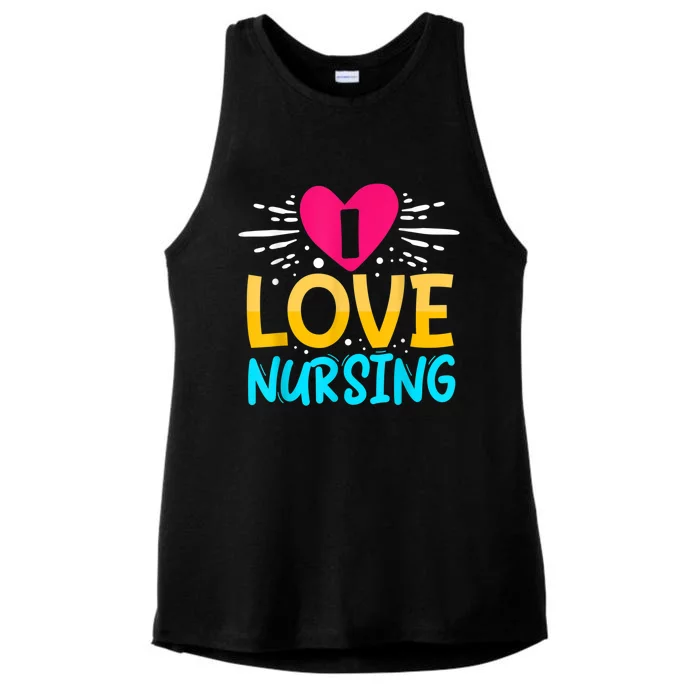 I Love Nursing Ladies Tri-Blend Wicking Tank