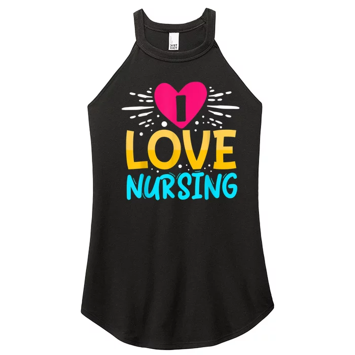 I Love Nursing Women’s Perfect Tri Rocker Tank