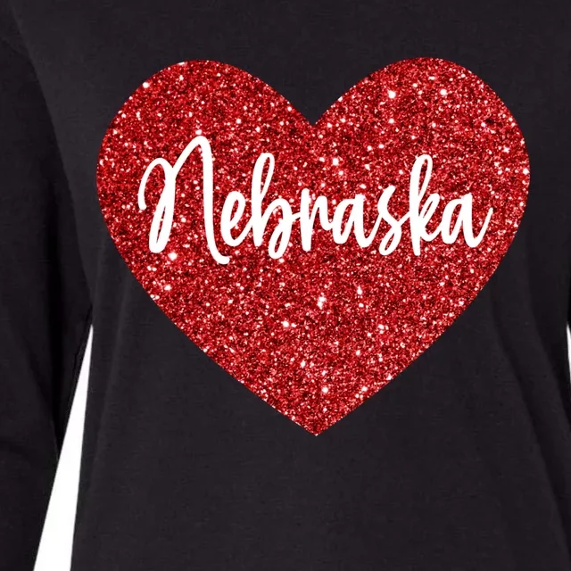 I Love Nebraska Usa Red Heart Cute Gift Womens Cotton Relaxed Long Sleeve T-Shirt