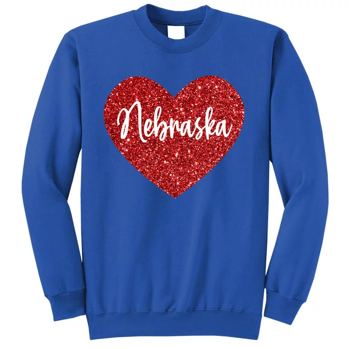 I Love Nebraska Usa Red Heart Cute Gift Tall Sweatshirt