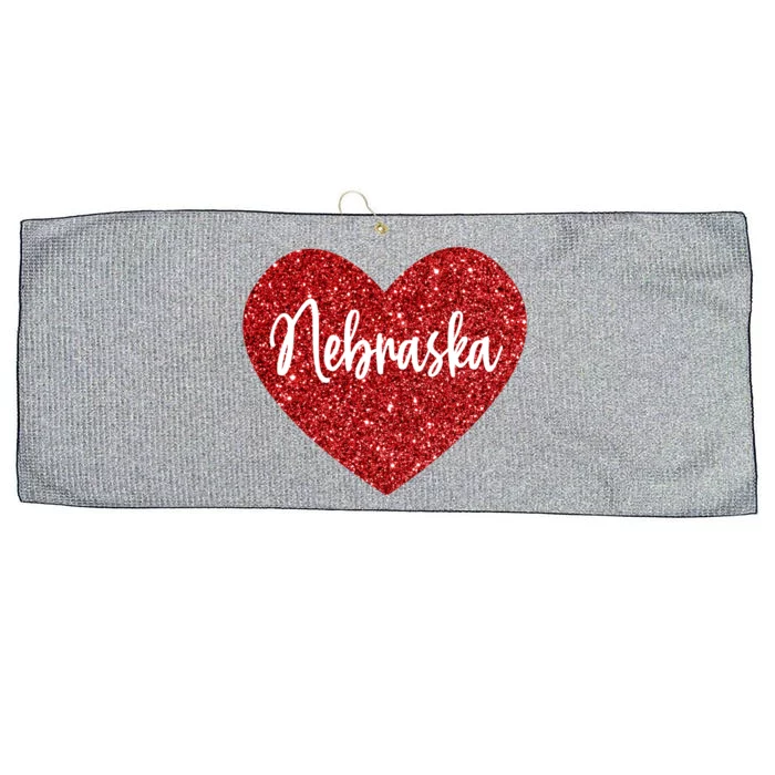 I Love Nebraska Usa Red Heart Cute Gift Large Microfiber Waffle Golf Towel