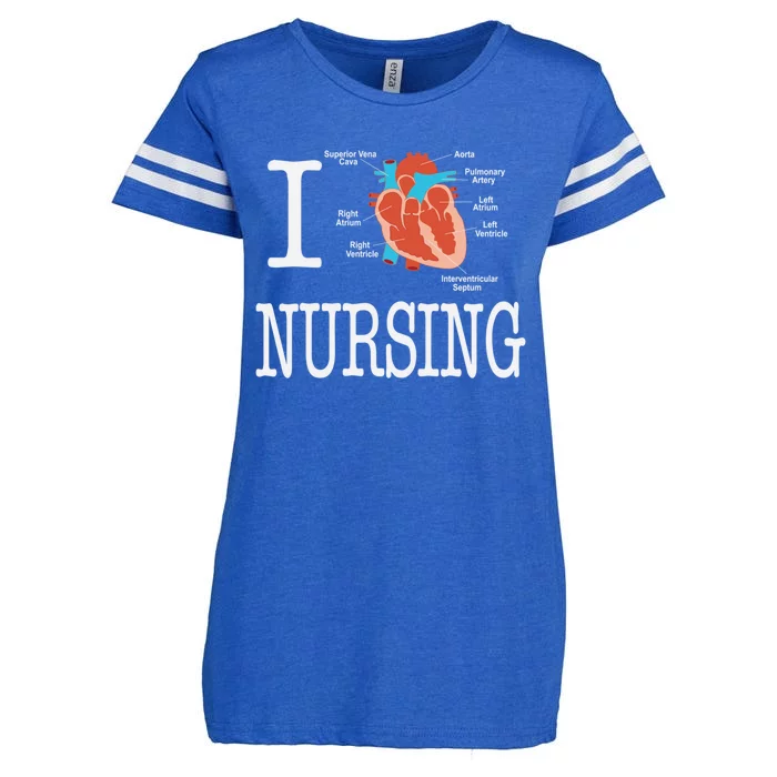 I Love Nursing Heart Anatomy Medical Gift Enza Ladies Jersey Football T-Shirt