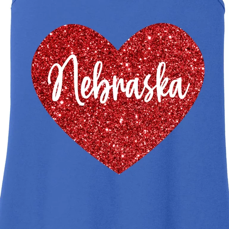 I Love Nebraska Usa Red Heart Gift Ladies Essential Tank